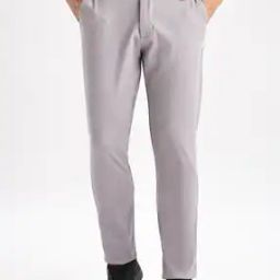 Men Slim Fit Flat-Front Trousers-image-55