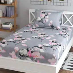 140 TC Floral Print Single Size Bedsheet with Pillow Cover-picture-52