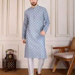 Men Floral Regular Fit Long Kurta-image-4