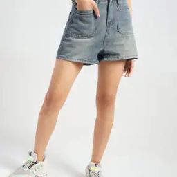 Women High-Rise Denim Shorts -image-2