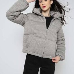 Women Solid Relaxed Fit Full Sleeve Puffer Jacket-image-90