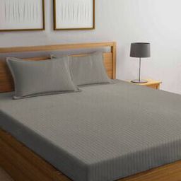 Striped Fitted Double Bedsheet with Pillow Covers-image-64