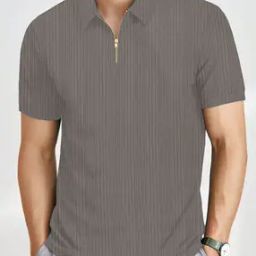Men Self-Design Regular Fit Polo T-Shirt-picture-4