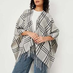 max Women Checked Poncho with Tassels-picture-45