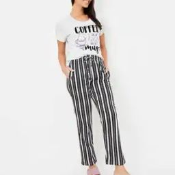 Women Woven Top and Pyjamas Set-image-70