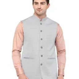 Button-Closure Nehru Jacket with Insert Pockets-image-46