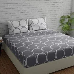 144 TC Geometric Print Double-Size Bedsheet with Pillow Covers-image-5