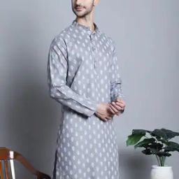 Floral Print Kurta with Mandarin Collar-image-20