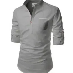 Slim Fit Short Kurta with Roll-Up Sleeves-image-64
