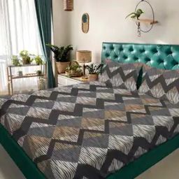350 TC Printed Super King-Size Bedsheet with Pillow Cover-22