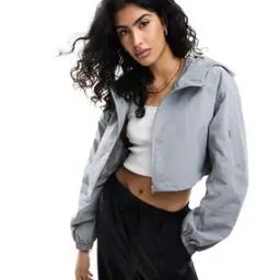 Women Relaxed Fit Hooded Crop Rain Jacket-picture-33