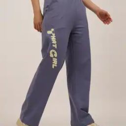 Women Typographic Print Straight Track Pants-image-77