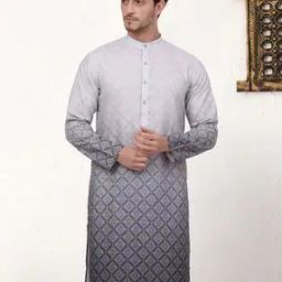 Men Regular Fit Cotton Ombre-dyed Long Kurta-image-1