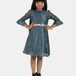 Embellished 3/4th Sleeve Fit and Flare Frocks-image-45