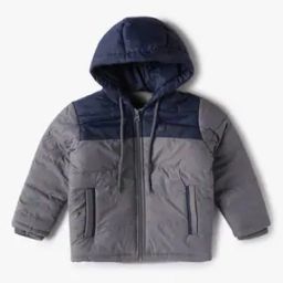 Boys Colourblock Regular Fit Hooded Puffer Jacket-picture-53