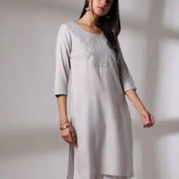 Women Yoke Embroidered Straight Kurta-image-51