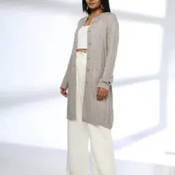 Women Cable-Knit Round-Neck Cardigan-image-75