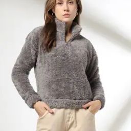 Women Crop Fit High-Neck Sweatshirt-picture-15