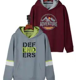 Pack of 2 Girls Typographic Print Hooded T-Shirts-image-53