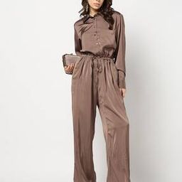 Satin Full Sleeve Jumpsuit with Tie-Up Waist-image-67