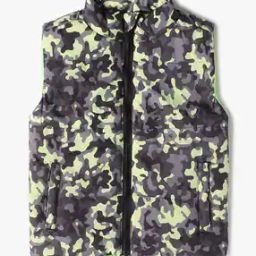 Boys Camouflage Print Regular Fit Puffer Jacket-image-45