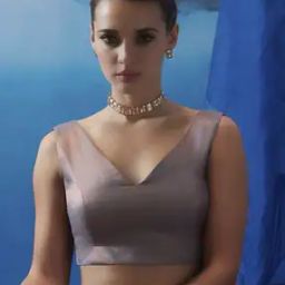 V-Neck Back-Open Blouse-38