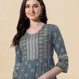 Block Print A-Line Kurta-13