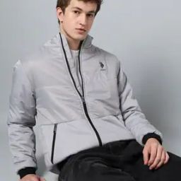 Men Regular Fit Zip-Front Bomber Jacket with Zipper Pockets-24