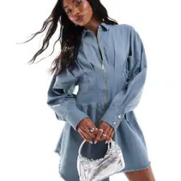 Nipped In Waist Playsuit with Blouson Shirt-image-67