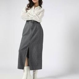 Women Denim Midi Pencil Skirt with Embellishment-image-3