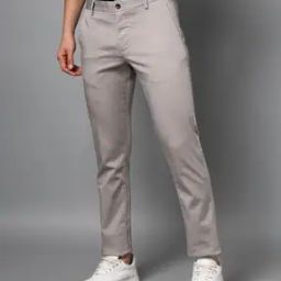 Men Slim Fit Flat-Front Trousers-image-61