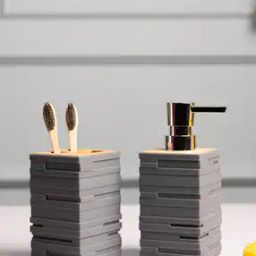 Market99 Matte Dark Grey Plastic Bathroom Set Of 2 (330 ml)-image-52