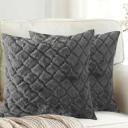 Set of 2 Zip Closure Fur Square Cushion Cover-34
