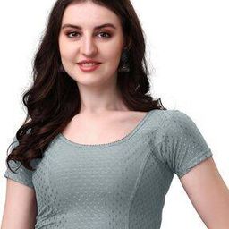 Women Regular Fit Embroidered Blouse with Round Neck-picture-46