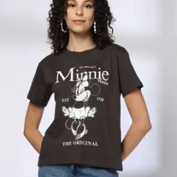 Women Minnie Mouse Print Boxy Fit Cotton Round-Neck T-Shirt-image-14