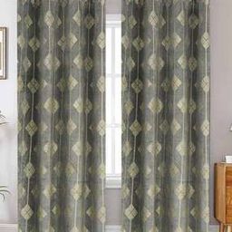 Set of 2 Geometric Print Window Curtains with Eyelet Header-15
