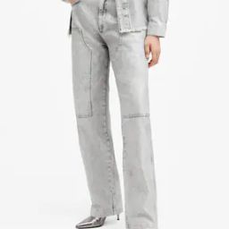 Mia Metallic Wide-Leg Denim Cargo Jeans-image-1