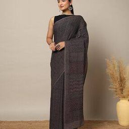 Handblock Print Cotton Mull Saree-image-23