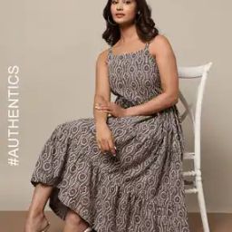 Handblock Print Cotton Fit & Flare Dress-image-20