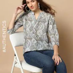 Handblock Print Straight Cotton Top-image-10