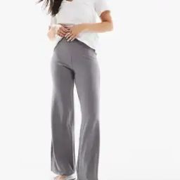 Basic Jersey Wide-Leg Flat-Front Trousers-image-6