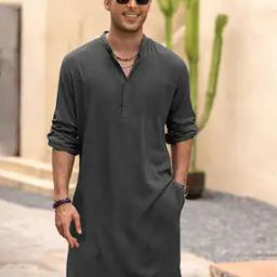 Men Regular Fit Long Kurta Full Sleeves-image-2