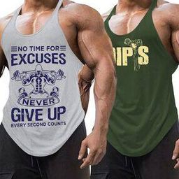Men Pack of 2 Typographic Print Round-Neck Vest-image-11