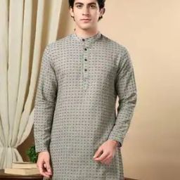 Men Printed Slim Fit Short Kurta-image-48