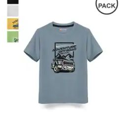 Pack of 5 Boys Graphic Print Regular Fit Round-Neck T-Shirts-image-2