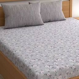 210 TC Floral Print King Size Bedsheet-image-9