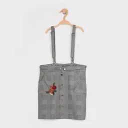 Printed Dungarees with Floral Embroidery-image-15