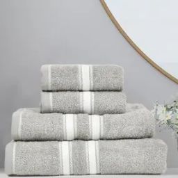 Set of 4 350 GSM Striped Cotton Bath Towels-picture-13
