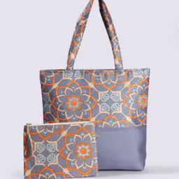 Women Floral Print Tote Bag with Pouch-16