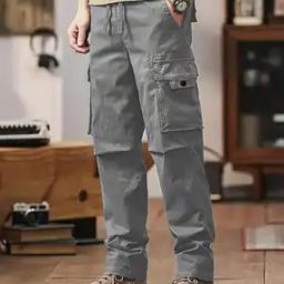 Men Relaxed Fit Cargo Pants with Insert Pockets-image-2